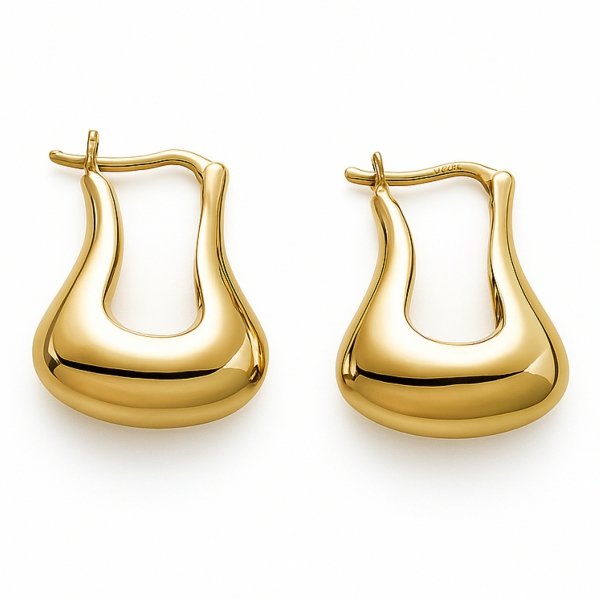 Kolczyki geometryczne krople złoto 585