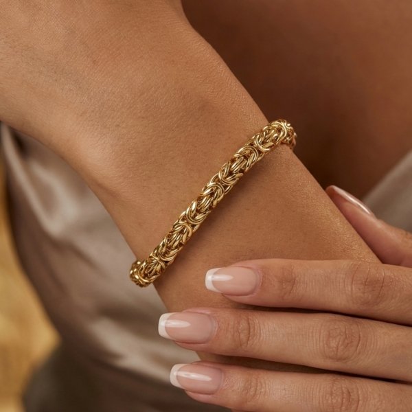  Bransoletka nowoczesny splot królewski 21,5cm złoto 585