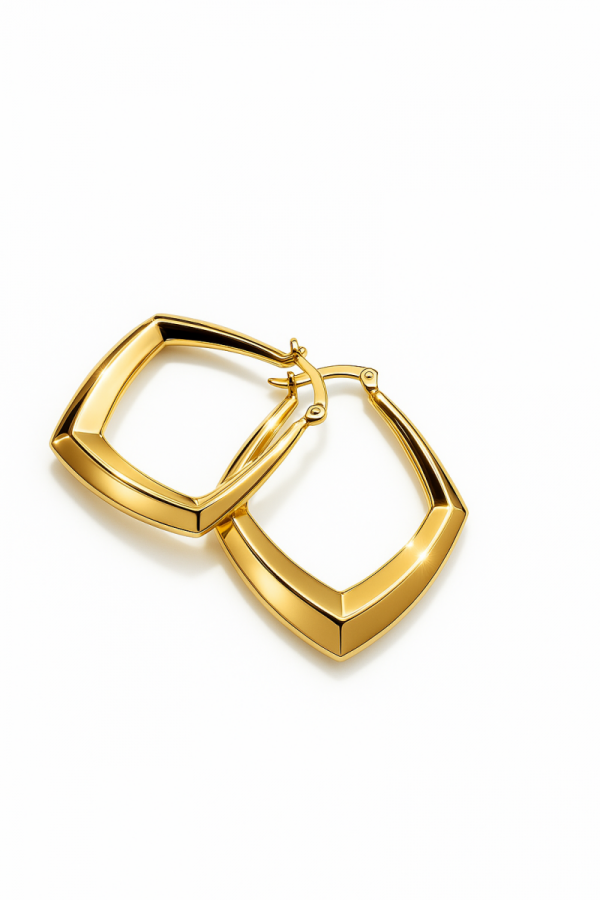 Kolczyki przestrzenne geometryczne złoto 585 