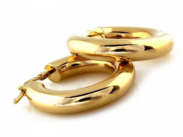 Kolczyki koła 3D poler złoto 585