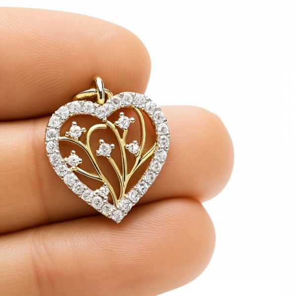 Zawieszka serce gałązki złoto 585