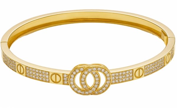 Bransoletka sztywna pełna z kamieniami złoto 585 