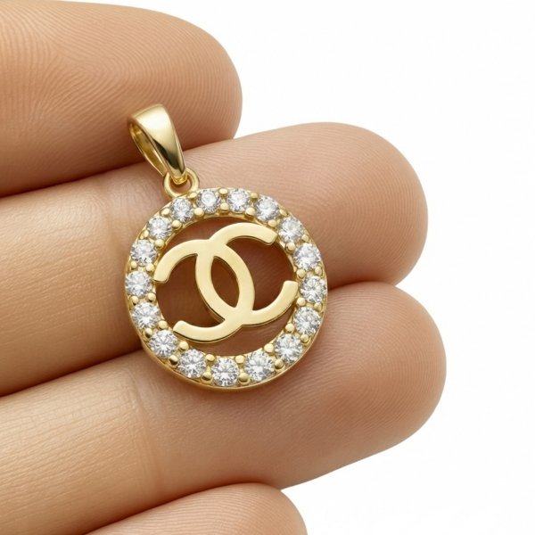 Wisior półkola koło wysadzane złoto 585