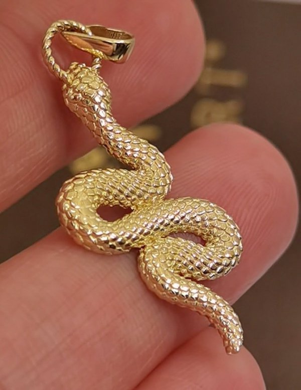 Wisior 4cm wąż 3D złoto 375