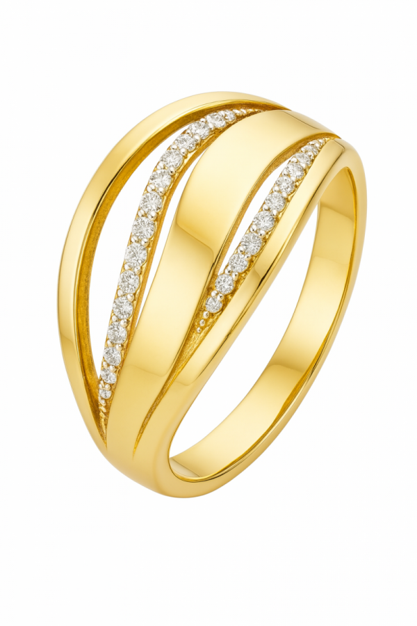Pierścionek R.24 szerokie fale złoto 585