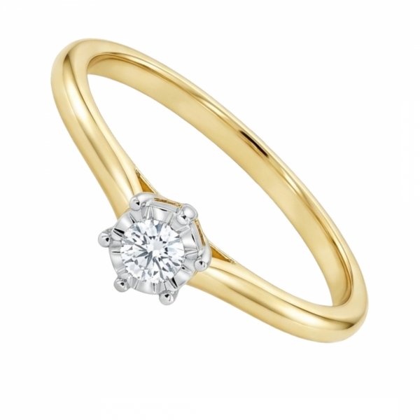  Pierścionek R. 14 diament naturalny złoto 585 