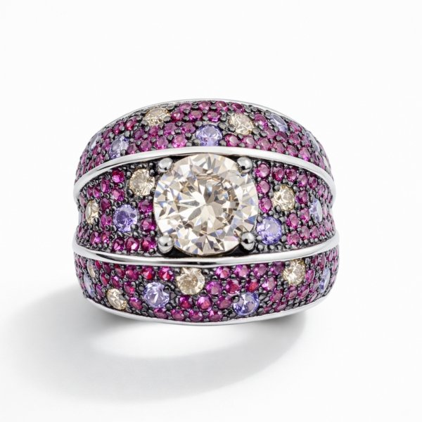 Pierścionek  kolorowe kamienie R.15 srebro 925