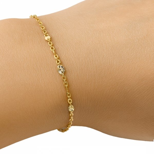 Bransoletka fasolka gwiazdka 18cm złoto 585 