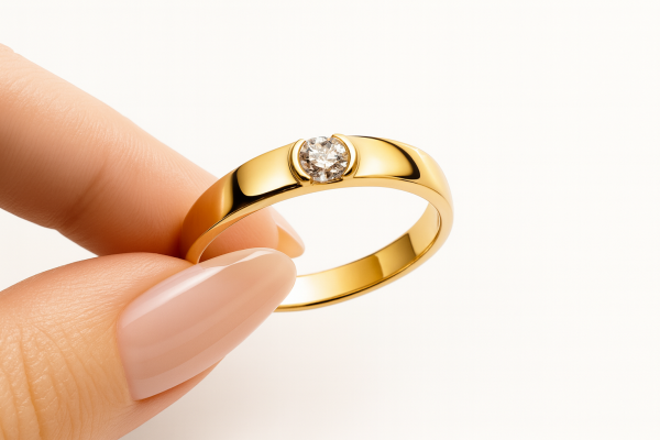 Pierścionek z kamieniem o szlifie brylantowym R.18 złoto 585