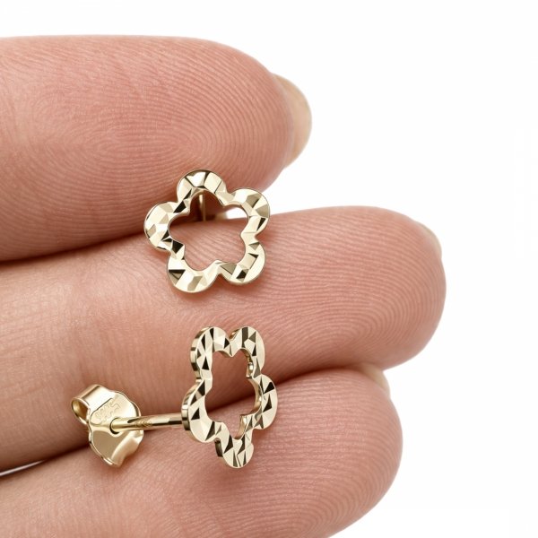 Kolczyki sztyft kontur kwiatu złoto 585 