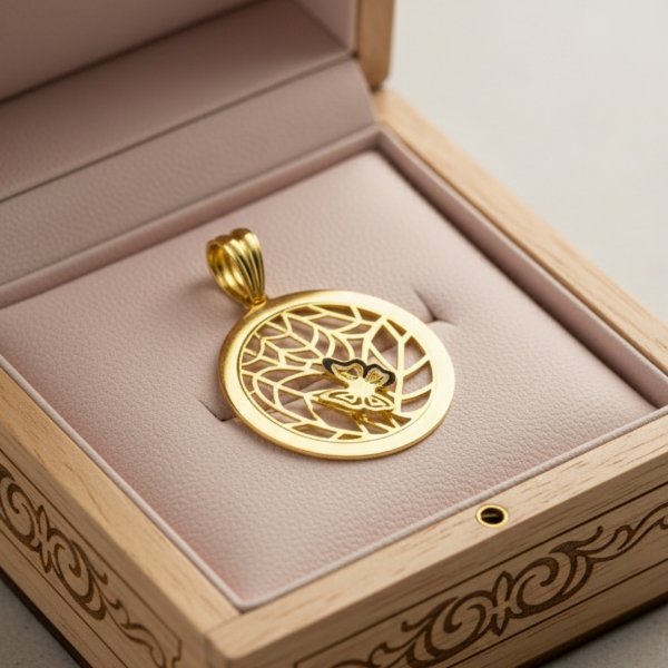 Zawieszka koło ażurowe z motylem złoto 585 