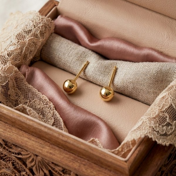 Kolczyki sztyft kulki złoto 585 