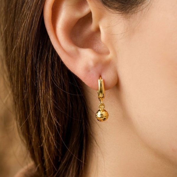 Kolczyki kule diamentowane złoto 585 