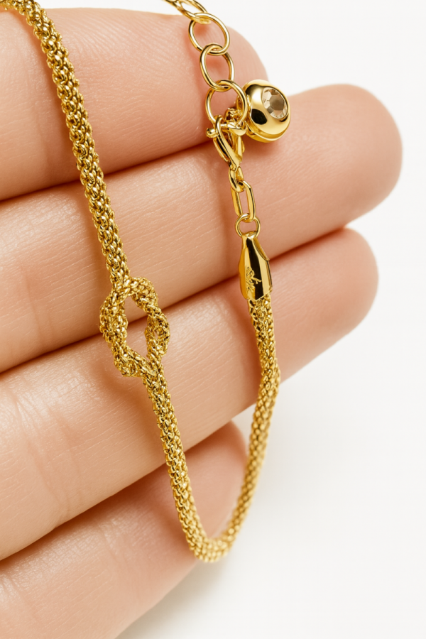 Bransoletka wężowa z finezyjną pętlą 20cm złoto 585 