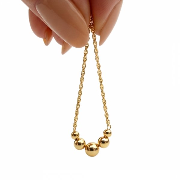 Naszyjnik z pięcioma kulami złoto 585