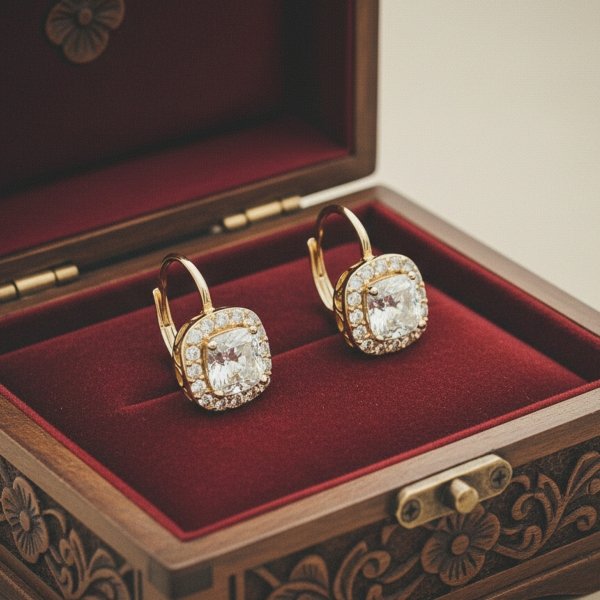 Kolczyki okazała markiza klasyczna biała złoto 585 