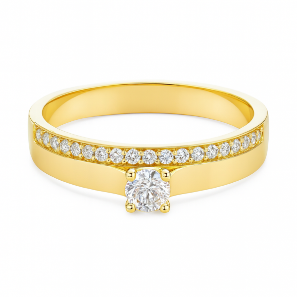 Pierścionek kamienie o szlifie brylantowym R.13 złoto 585 