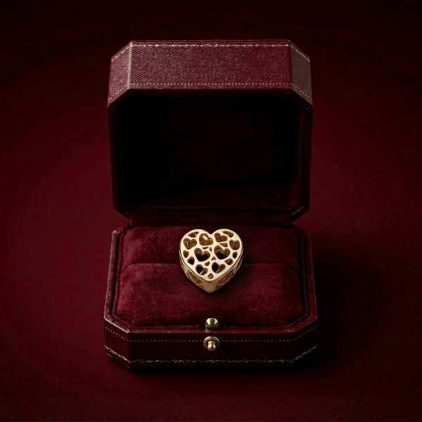 Przewieszka serce 3D ażurowe złoto 585 