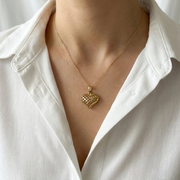 Zawieszka serce dwustronne 3D złoto 585