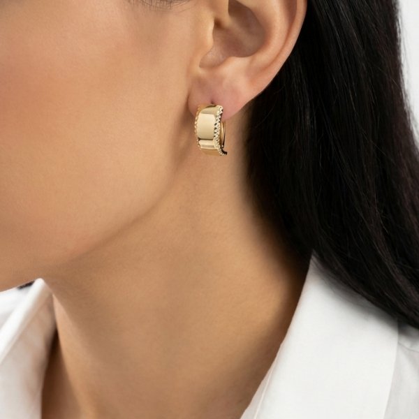 Kolczyki muszle poler obrzeże grawer złoto 585 