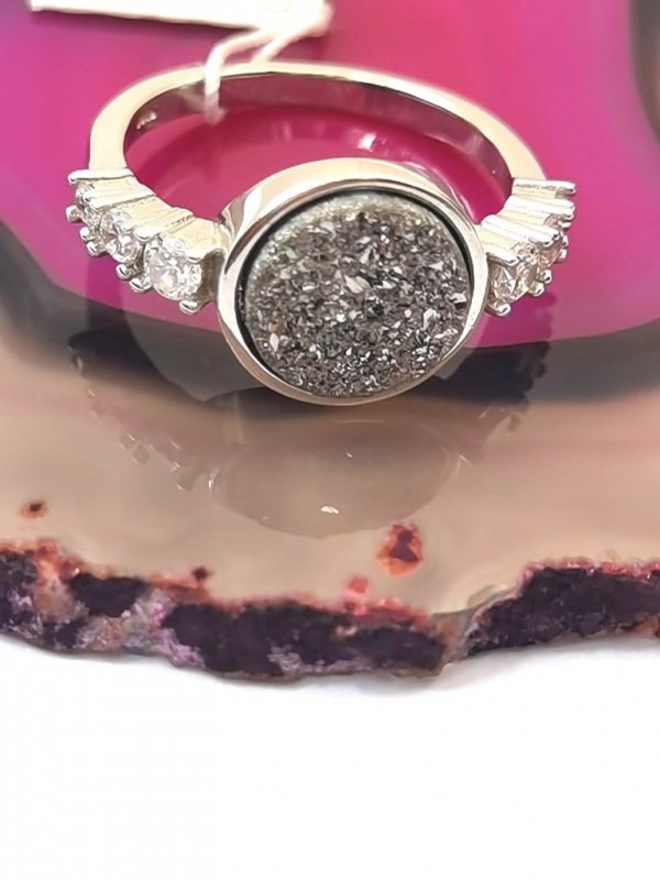 Pierścionek R. 17 druzy srebro 925