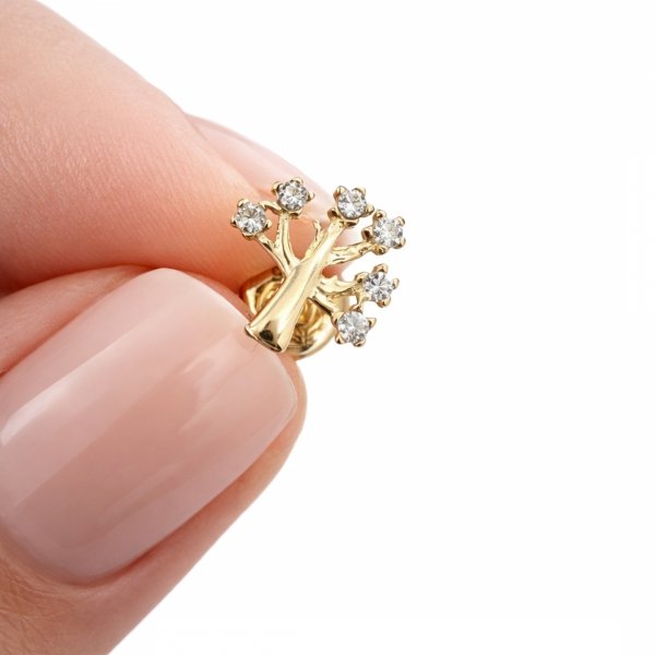 Kolczyki drzewko szczęścia z kamieniami złoto 585