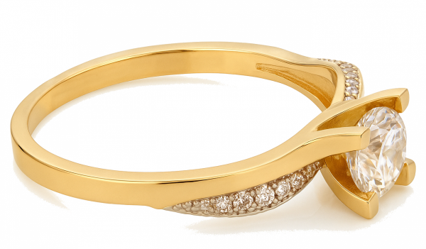  Pierścionek z białymi kamieniami R.16  złoto 585 