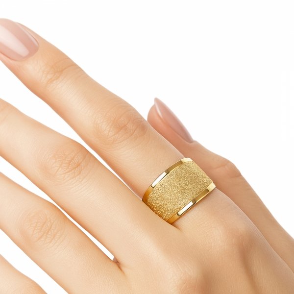 Pierścionek szeroka druza R.16 złoto 585