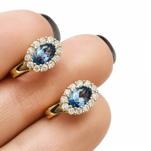 Kolczyki markiza koloru topaz złoto 585