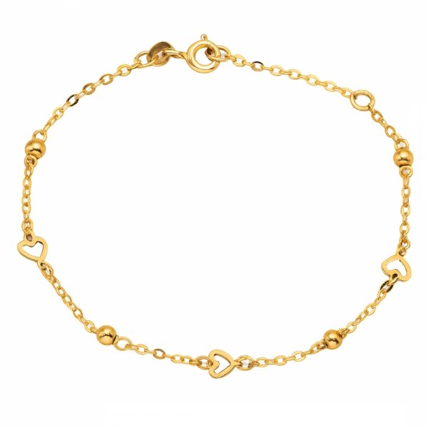 Bransoletka kule z motywem serca złoto 585