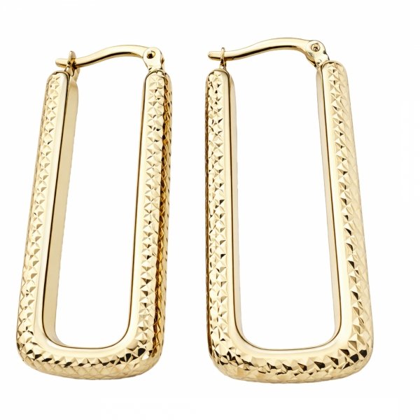 Kolczyki geometryczne grawerowane złoto 585 