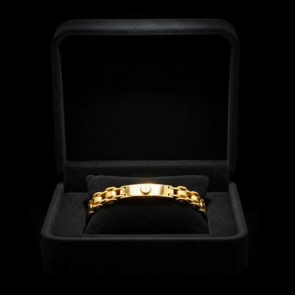 Bransoletka półsztywna z motywem gwoździa 22cm złoto 585 