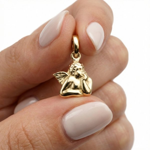 Zawieszka przestrzenny anioł złoto 585 