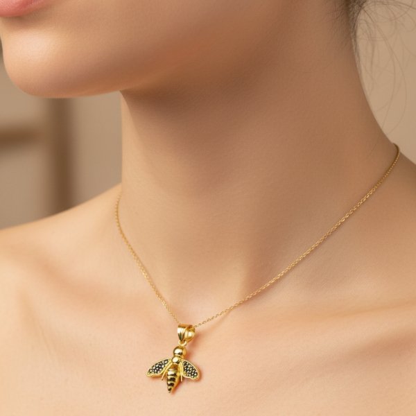 Wisior pracowita pszczółka 3D Złoto 585