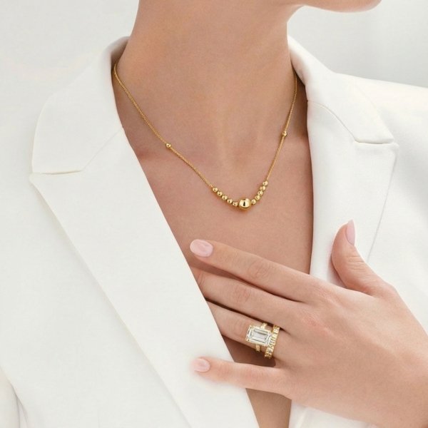 Naszyjnik z ruchomymi kulami złoto 585