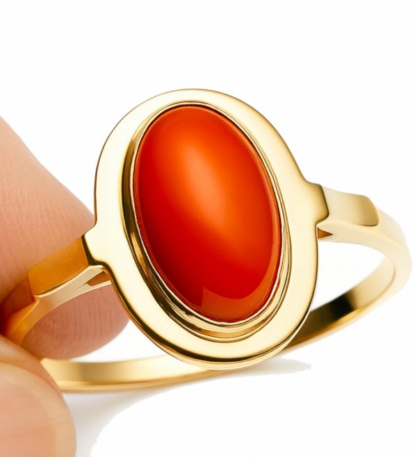 Pierścionek R.24 z naturalnym koralem złoto 585