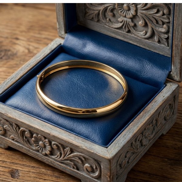 Bransoletka sztywna gładka złoto 585