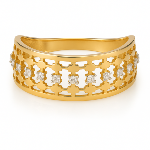 Pierścionek szeroka obrączka  ażurowa R.15 złoto 585 