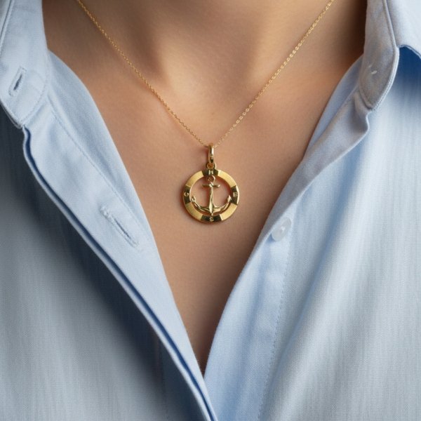 Wisior koło kotwica złoto 585 