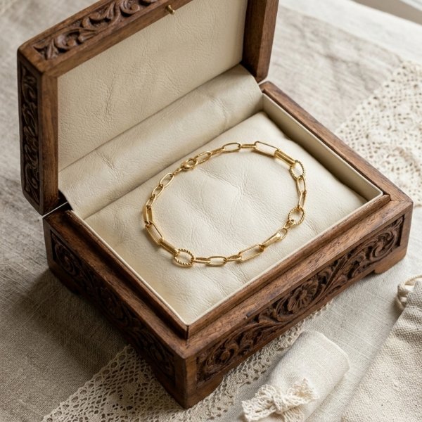 Bransoletka na nogę z motywem ogniw złoto 585