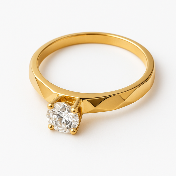 Pierścionek kamień o szlifie brylantowym R.13/14 złoto 585