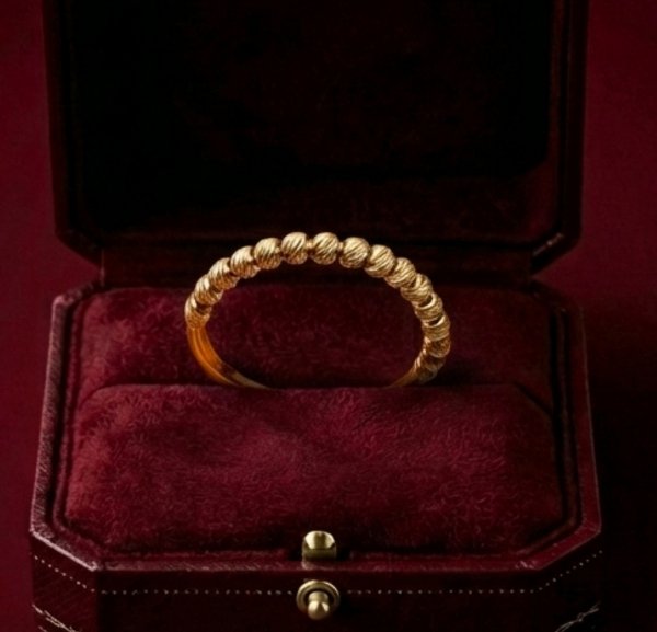 Pierścionek obrączka kuleczki diamentowane złoto 585 