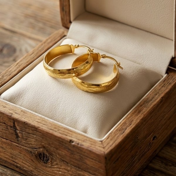 Kolczyki koła grawer połysk złoto 585