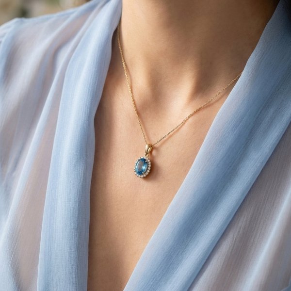 Wisior markiza koloru topaz złoto 585