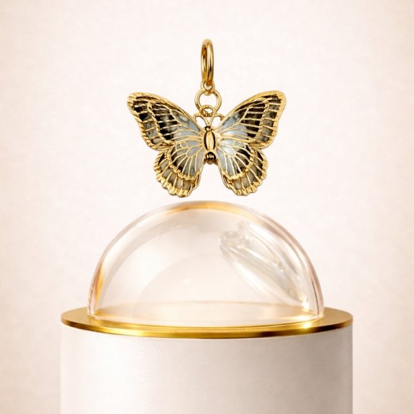 Zawieszka motyl z emalią jubilerską złoto 585