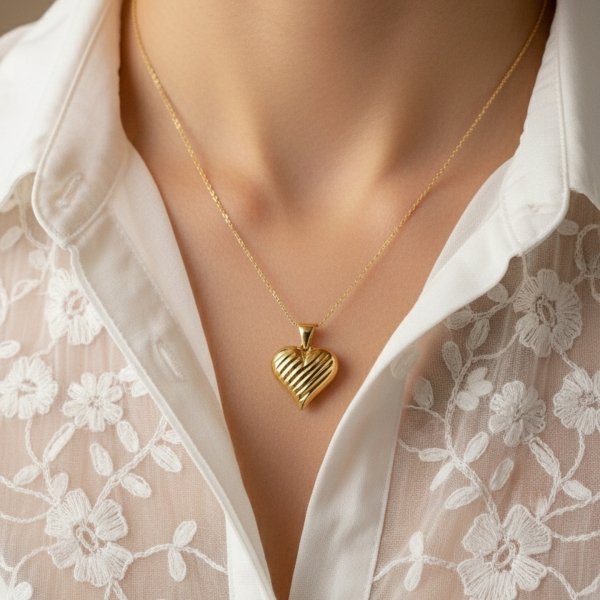 Zawieszka 3D serce grawer cięty złoto 585 