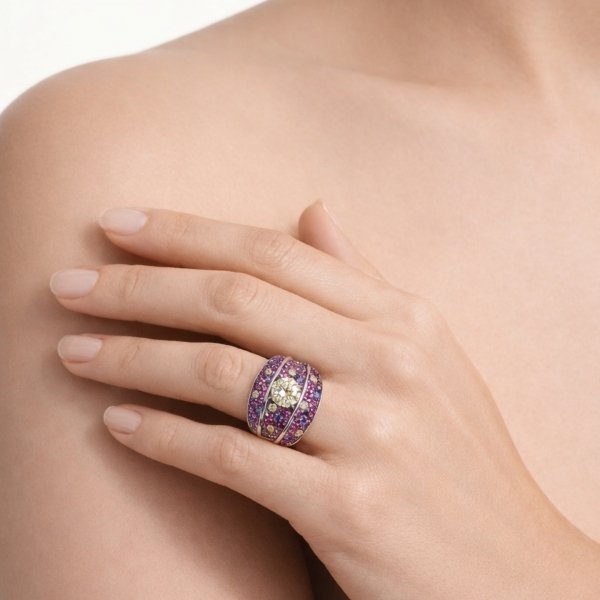 Pierścionek  kolorowe kamienie R.15 srebro 925