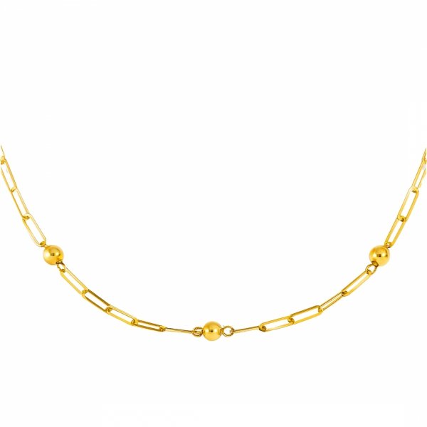 Naszyjnik kule z motywem ogniw 44cm złoto 585