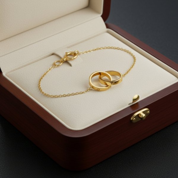 Bransoletka Dwie Obrączki splecione  19cm złoto 585 