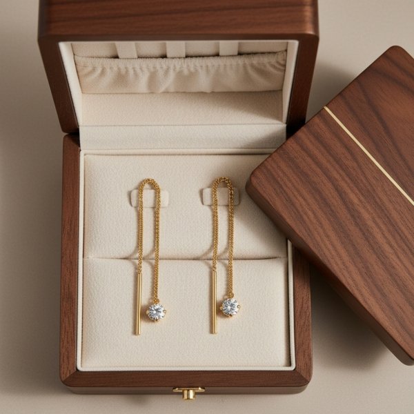 Kolczyki przewlekane z kamieniem złoto 585